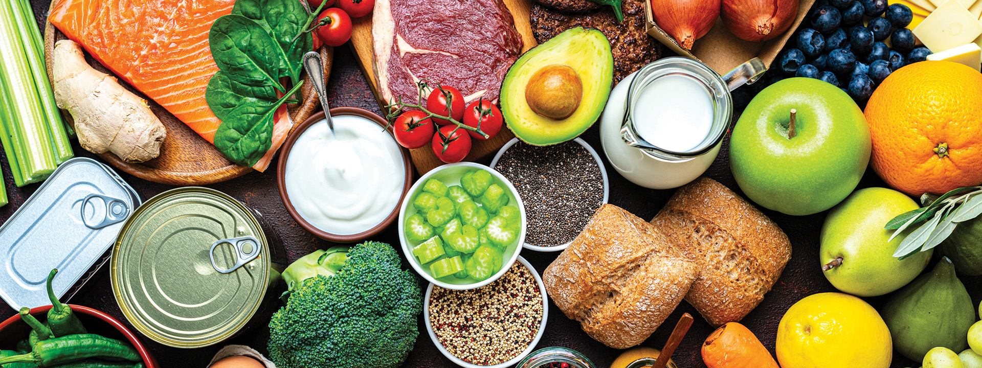 Overhead view of healthy food