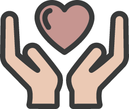 Illustration of two hands holding a heart
