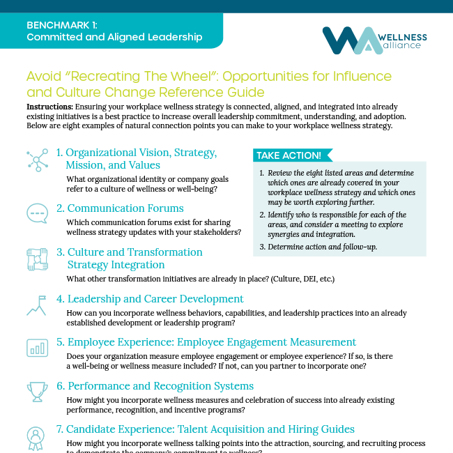 Avoid “Recreating the Wheel”: Opportunities for Influence and Culture Change Reference Guide