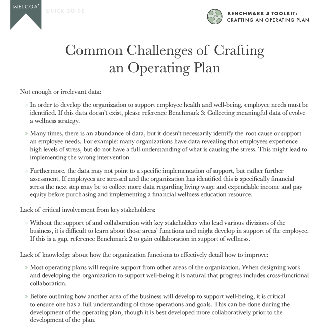 Common Challenges of Crafting an Operating Plan