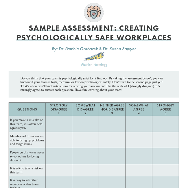 Creating Psychologically Safe Workplaces Sample Assessment
