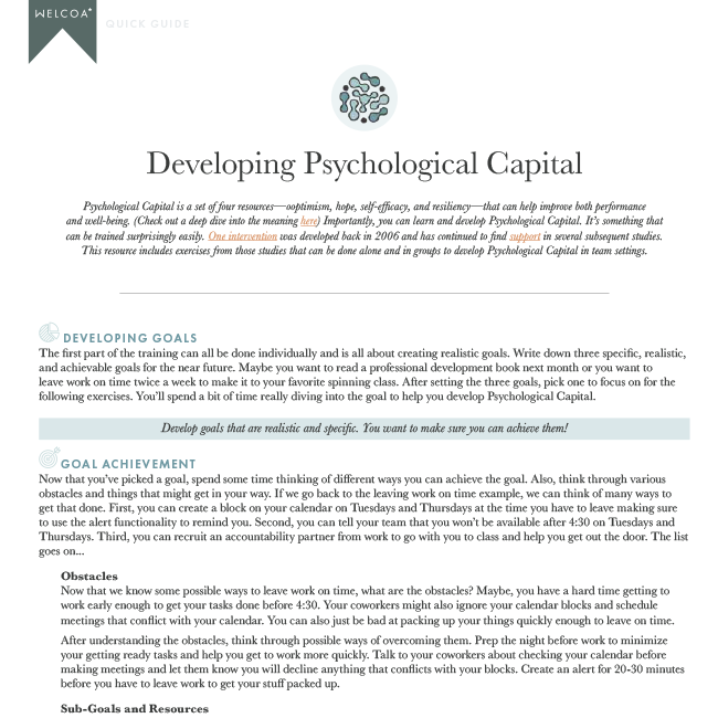Developing Psychological Capital