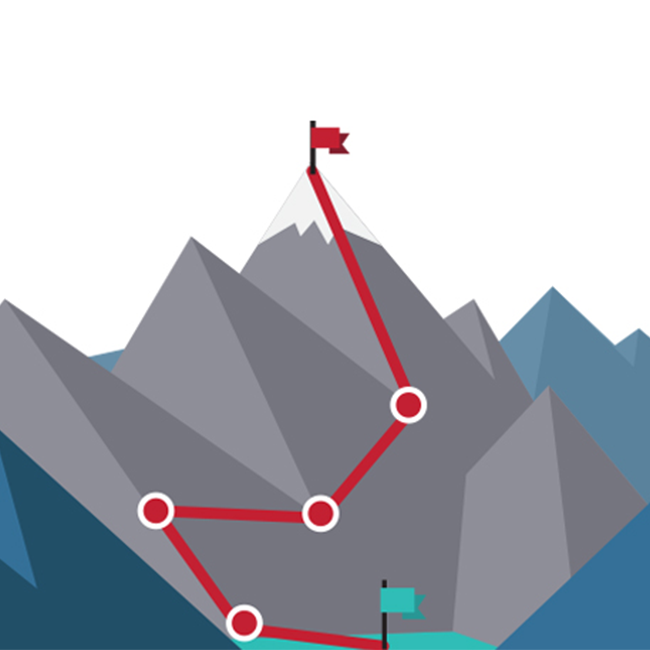 Illustration of a path going to a flag at the top of a mountain