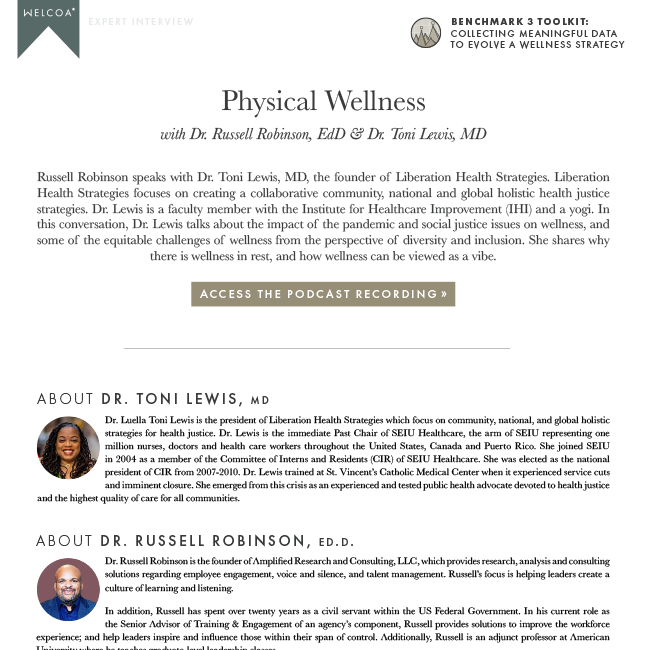 Physical Wellness with Dr. Russell Robinson and Dr. Toni Lewis
