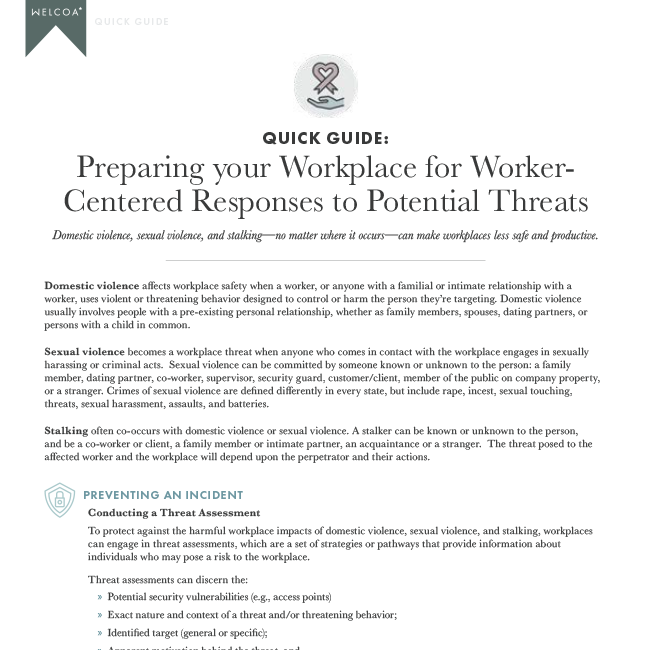 Preparing Your Workplace for Worker-Centered Responses to Potential Threats