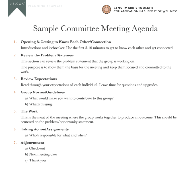Sample Committee Meeting Agenda