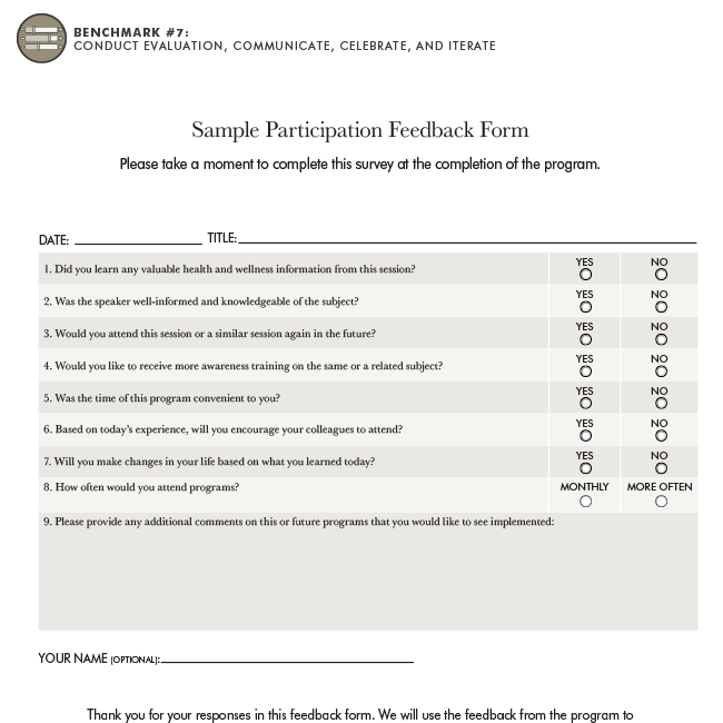 Sample Participation Feedback Form