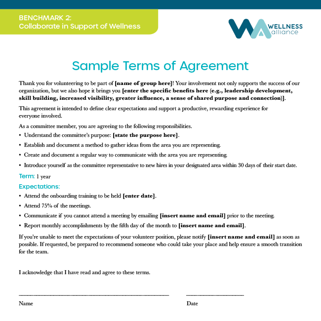 Sample Terms of Agreement