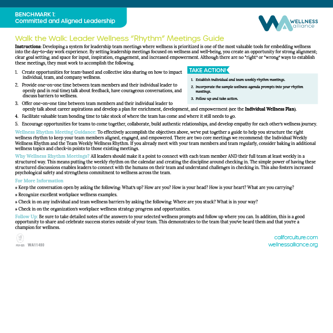 Walk the Walk: Leader Wellness “Rhythm” Meetings Guide