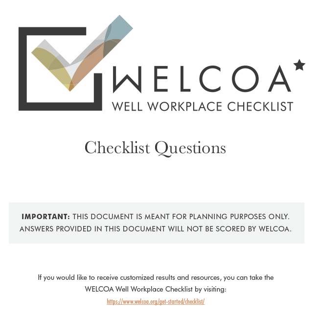 Well Workplace Checklist Questions