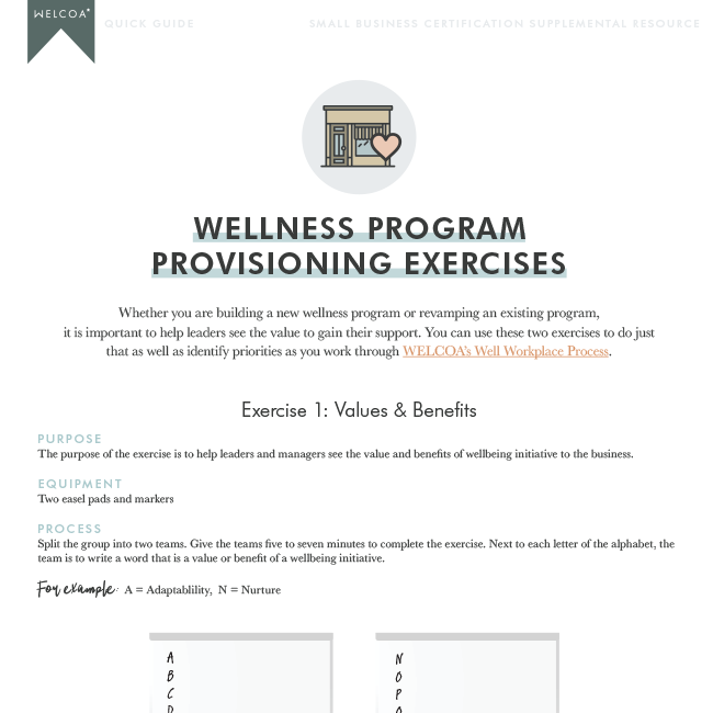 Wellness Program Provisioning